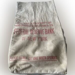 Vintage Federal Reserve Bank N.Y. Money Bag